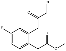 Methyl 2-(3-chloro-2-oxopropyl)-4-fluorophenylacetate 结构式