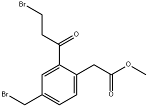 Methyl 4-(bromomethyl)-2-(3-bromopropanoyl)phenylacetate 结构式