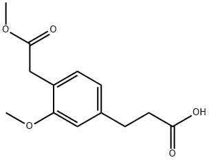 Methyl 4-(2-carboxyethyl)-2-methoxyphenylacetate 结构式