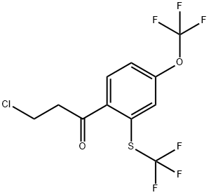 3-Chloro-1-(4-(trifluoromethoxy)-2-(trifluoromethylthio)phenyl)propan-1-one,1804250-24-5,结构式