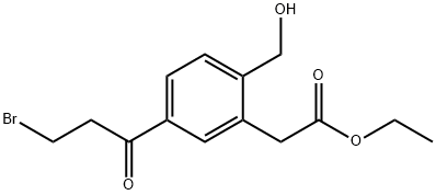 Ethyl 5-(3-bromopropanoyl)-2-(hydroxymethyl)phenylacetate 结构式