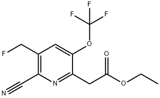 Ethyl 2-cyano-3-(fluoromethyl)-5-(trifluoromethoxy)pyridine-6-acetate 结构式
