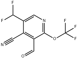 4-Cyano-5-(difluoromethyl)-2-(trifluoromethoxy)pyridine-3-carboxaldehyde 结构式