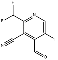 3-Cyano-2-(difluoromethyl)-5-fluoropyridine-4-carboxaldehyde,1804494-44-7,结构式