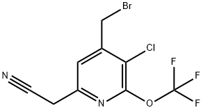 4-(Bromomethyl)-3-chloro-2-(trifluoromethoxy)pyridine-6-acetonitrile,1804554-77-5,结构式