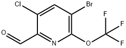 3-Bromo-5-chloro-2-(trifluoromethoxy)pyridine-6-carboxaldehyde 结构式