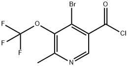 4-Bromo-2-methyl-3-(trifluoromethoxy)pyridine-5-carbonyl chloride,1804652-26-3,结构式