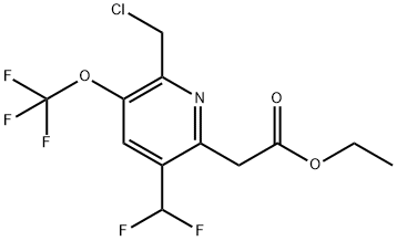 Ethyl 2-(chloromethyl)-5-(difluoromethyl)-3-(trifluoromethoxy)pyridine-6-acetate 结构式