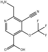2-(Aminomethyl)-3-cyano-4-(trifluoromethoxy)pyridine-5-carboxylic acid 结构式