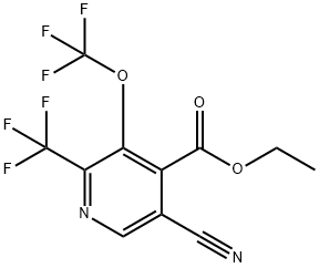 Ethyl 5-cyano-3-(trifluoromethoxy)-2-(trifluoromethyl)pyridine-4-carboxylate Struktur