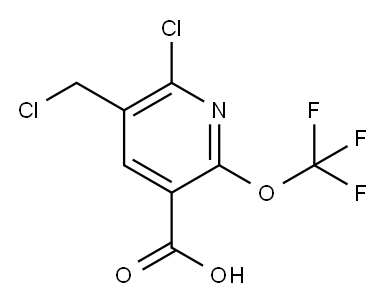 2-Chloro-3-(chloromethyl)-6-(trifluoromethoxy)pyridine-5-carboxylic acid 结构式