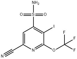 6-Cyano-3-iodo-2-(trifluoromethoxy)pyridine-4-sulfonamide 结构式