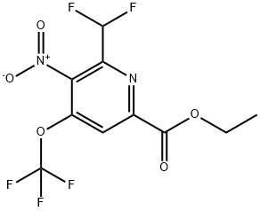 Ethyl 2-(difluoromethyl)-3-nitro-4-(trifluoromethoxy)pyridine-6-carboxylate 结构式