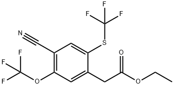 Ethyl 4-cyano-5-trifluoromethoxy-2-(trifluoromethylthio)phenylacetate,1804878-50-9,结构式