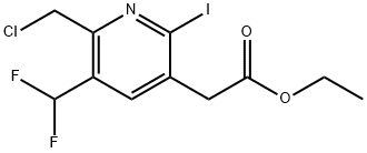 Ethyl 2-(chloromethyl)-3-(difluoromethyl)-6-iodopyridine-5-acetate 结构式