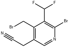 2-Bromo-4-(bromomethyl)-3-(difluoromethyl)pyridine-5-acetonitrile 结构式