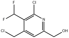 2-Chloro-4-(chloromethyl)-3-(difluoromethyl)pyridine-6-methanol 结构式