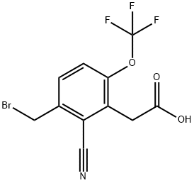 3-Bromomethyl-2-cyano-6-(trifluoromethoxy)phenylacetic acid,1805466-75-4,结构式