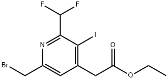 Ethyl 6-(bromomethyl)-2-(difluoromethyl)-3-iodopyridine-4-acetate 结构式