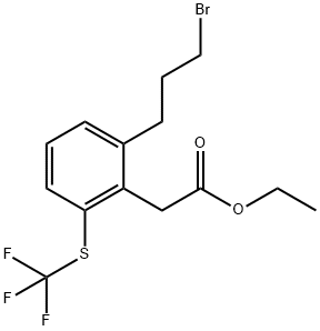 Ethyl 2-(3-bromopropyl)-6-(trifluoromethylthio)phenylacetate 结构式