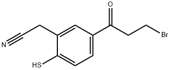5-(3-Bromopropanoyl)-2-mercaptophenylacetonitrile,1805683-20-8,结构式