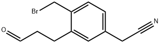 4-(Bromomethyl)-3-(3-oxopropyl)phenylacetonitrile Structure
