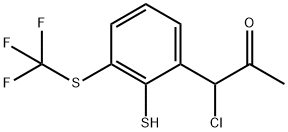 2-(1-Chloro-2-oxopropyl)-6-(trifluoromethylthio)thiophenol 结构式