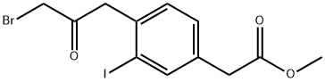 Methyl 4-(3-bromo-2-oxopropyl)-3-iodophenylacetate Struktur