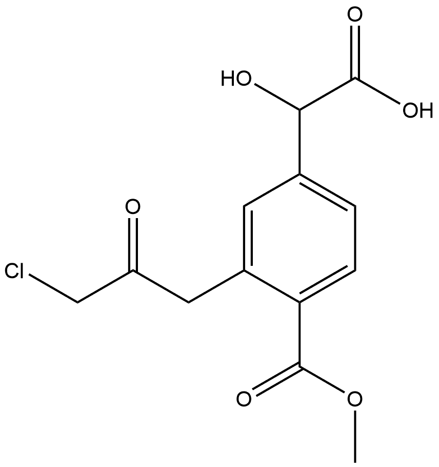 Methyl 4-(carboxy(hydroxy)methyl)-2-(3-chloro-2-oxopropyl)benzoate 结构式