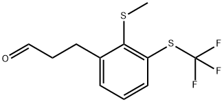 3-(2-(Methylthio)-3-(trifluoromethylthio)phenyl)propanal,1805748-48-4,结构式