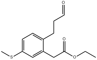 Ethyl 5-(methylthio)-2-(3-oxopropyl)phenylacetate Structure