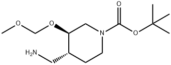 1-Piperidinecarboxylic acid, 4-(aminomethyl)-3-(methoxymethoxy)-, 1,1-dimethylethyl ester, (3R,4R)- Struktur