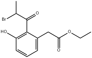 Ethyl 2-(2-bromopropanoyl)-3-hydroxyphenylacetate Struktur