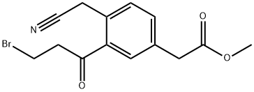 Methyl 3-(3-bromopropanoyl)-4-(cyanomethyl)phenylacetate 结构式