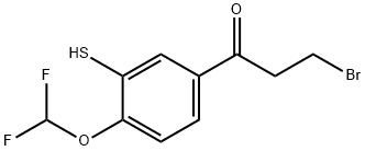 3-Bromo-1-(4-(difluoromethoxy)-3-mercaptophenyl)propan-1-one Struktur