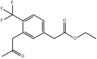 Ethyl 3-(2-oxopropyl)-4-(trifluoromethyl)phenylacetate 结构式
