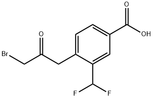 4-(3-Bromo-2-oxopropyl)-3-(difluoromethyl)benzoic acid 结构式
