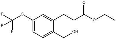 Ethyl 3-(2-(hydroxymethyl)-5-(trifluoromethylthio)phenyl)propanoate Struktur