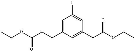 Ethyl 3-(3-ethoxy-3-oxopropyl)-5-fluorophenylacetate 化学構造式