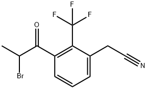 3-(2-Bromopropanoyl)-2-(trifluoromethyl)phenylacetonitrile 结构式