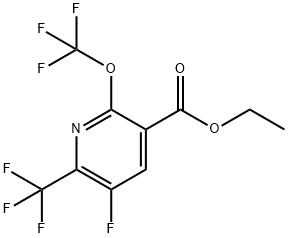 Ethyl 3-fluoro-6-(trifluoromethoxy)-2-(trifluoromethyl)pyridine-5-carboxylate,1805975-40-9,结构式