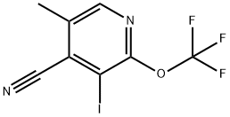 4-Cyano-3-iodo-5-methyl-2-(trifluoromethoxy)pyridine,1806043-90-2,结构式