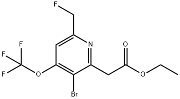 Ethyl 3-bromo-6-(fluoromethyl)-4-(trifluoromethoxy)pyridine-2-acetate,1806081-96-8,结构式