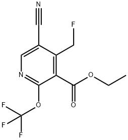 Ethyl 5-cyano-4-(fluoromethyl)-2-(trifluoromethoxy)pyridine-3-carboxylate 结构式