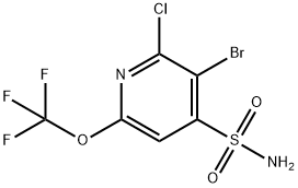 3-Bromo-2-chloro-6-(trifluoromethoxy)pyridine-4-sulfonamide 结构式