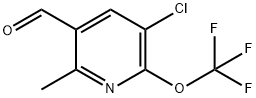 3-Chloro-6-methyl-2-(trifluoromethoxy)pyridine-5-carboxaldehyde 结构式