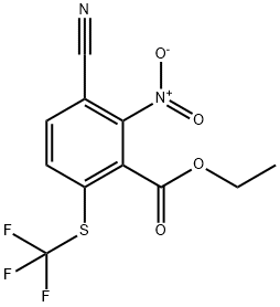 Ethyl 3-cyano-2-nitro-6-(trifluoromethylthio)benzoate Struktur