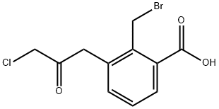 2-(Bromomethyl)-3-(3-chloro-2-oxopropyl)benzoic acid 结构式