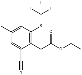 Ethyl 2-cyano-4-methyl-6-(trifluoromethylthio)phenylacetate 结构式
