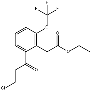 Ethyl 2-(3-chloropropanoyl)-6-(trifluoromethoxy)phenylacetate,1806415-50-8,结构式